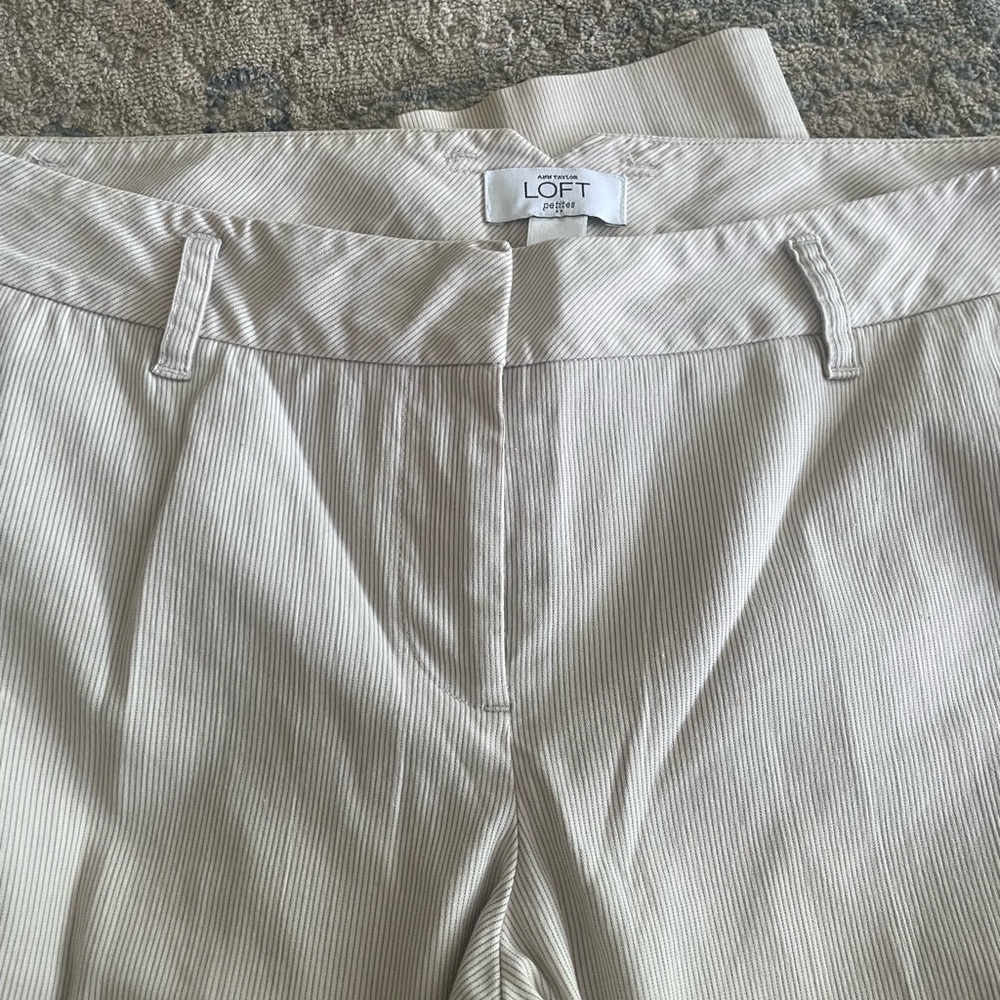Cute Ann Taylor loft cream striped petite pants